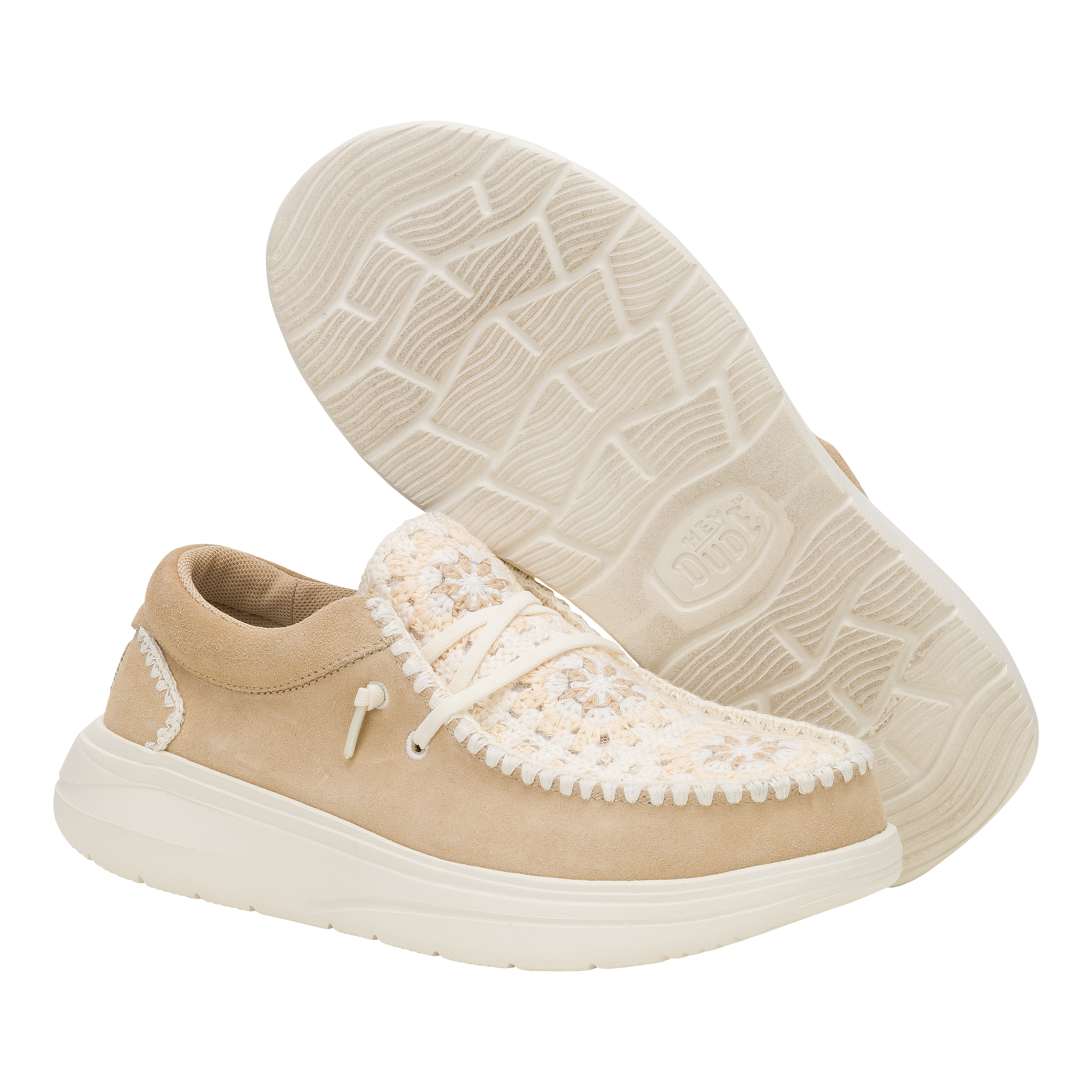 Wendy COMF Suede Crochet Damen - Irish Cream/Multi