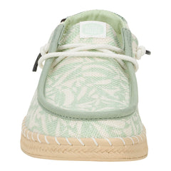 Wendy Espadrille Retro Palm Damen - Celadon Green/White