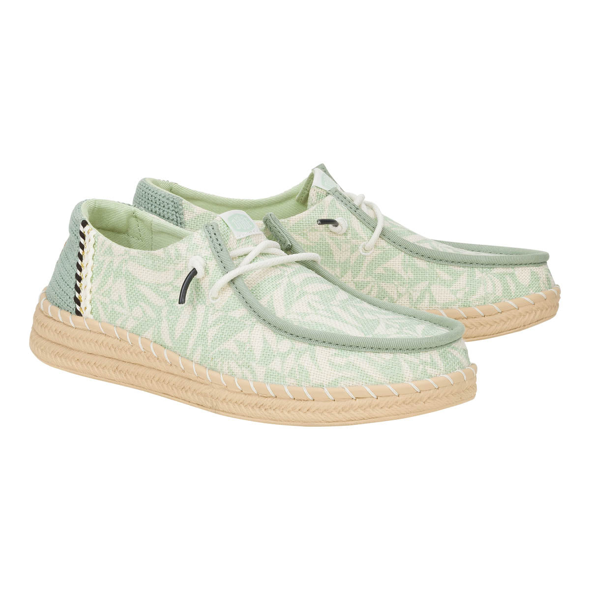 Wendy Espadrille Retro Palm Damen - Celadon Green/White