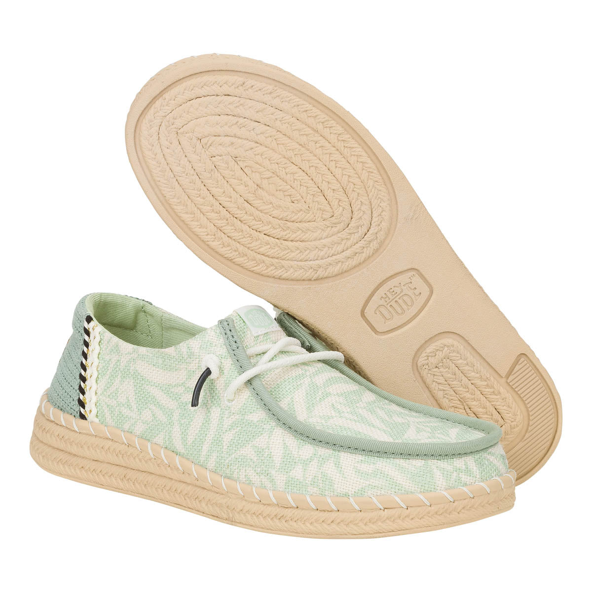 Wendy Espadrille Retro Palm Damen - Celadon Green/White