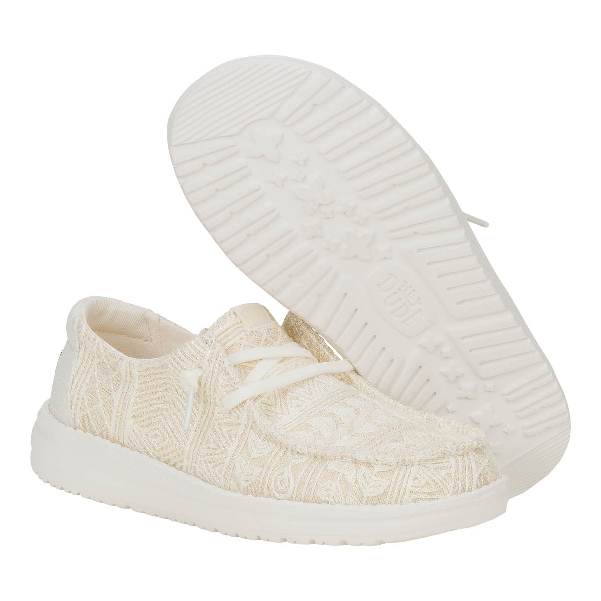 Wendy Crochet Lace Kinder - White/Gold